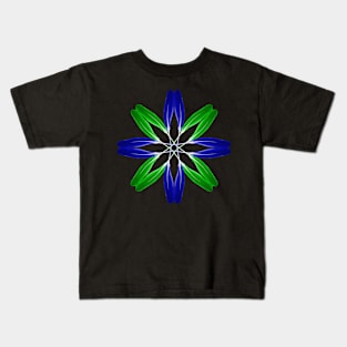 Feather flower Blue Green Kids T-Shirt